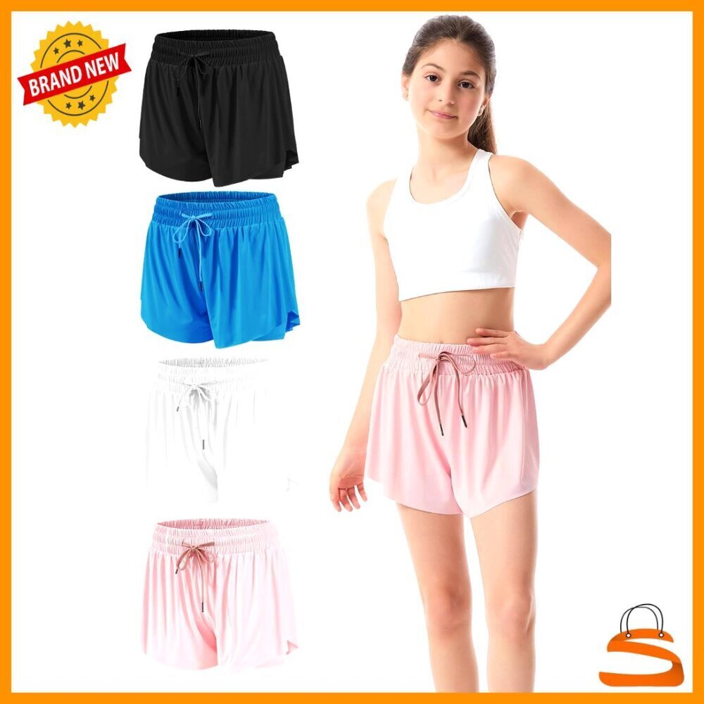 Girls Athletic Skort Shorts 2-in-1 Running Active Workout Flow Butterfly